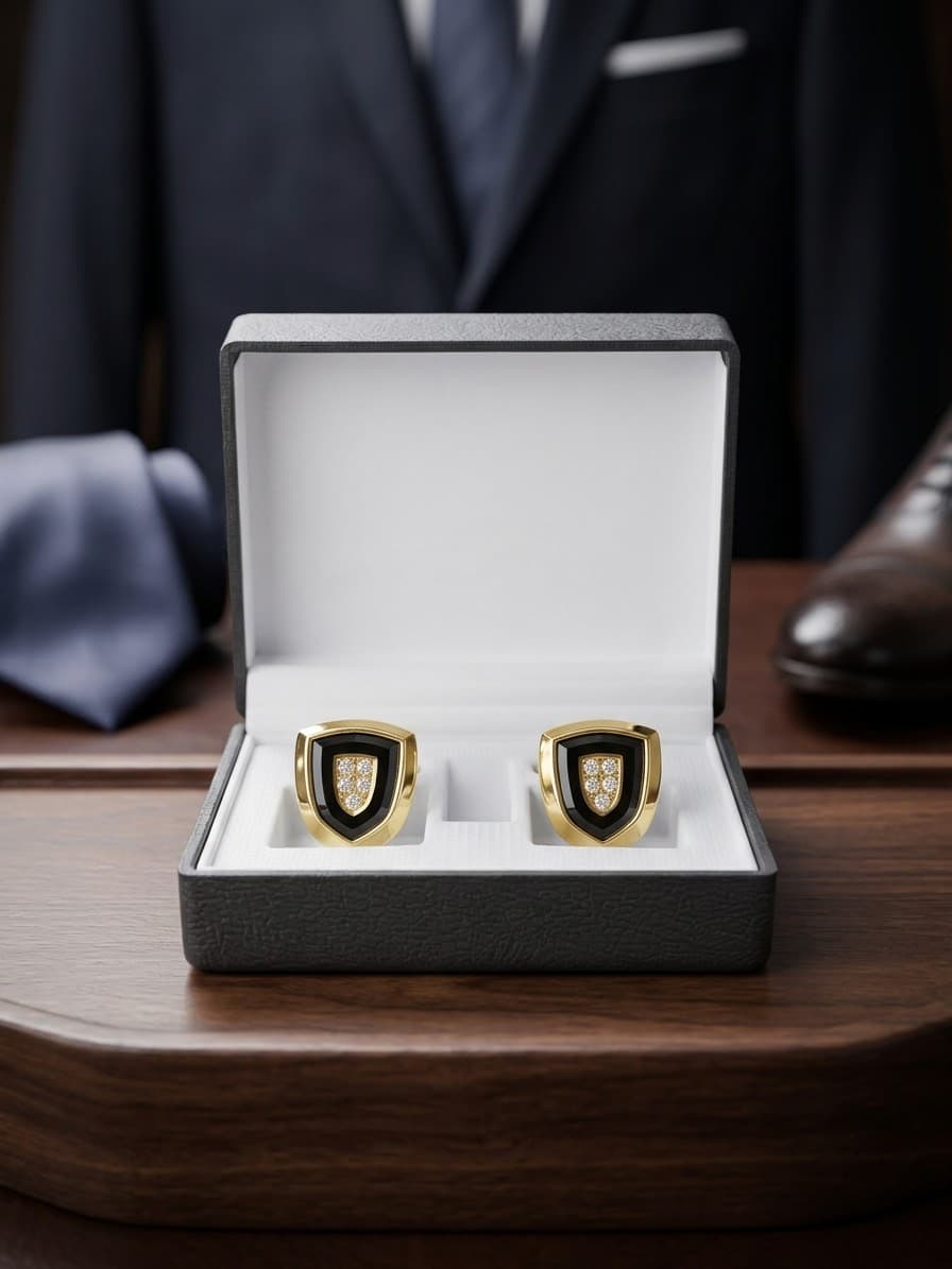 Premium Diamond Cut Onyx Cushion Cufflinks